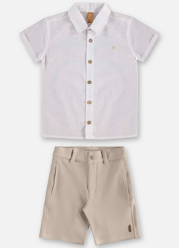 Up Baby - Conjunto Camisa e Bermuda Infantil Branco 2