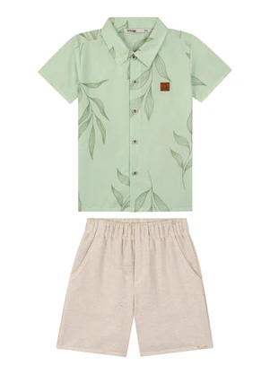 Ioluig - Conjunto Camisa e Bermuda Listras Natureza Verde - IOLUIG