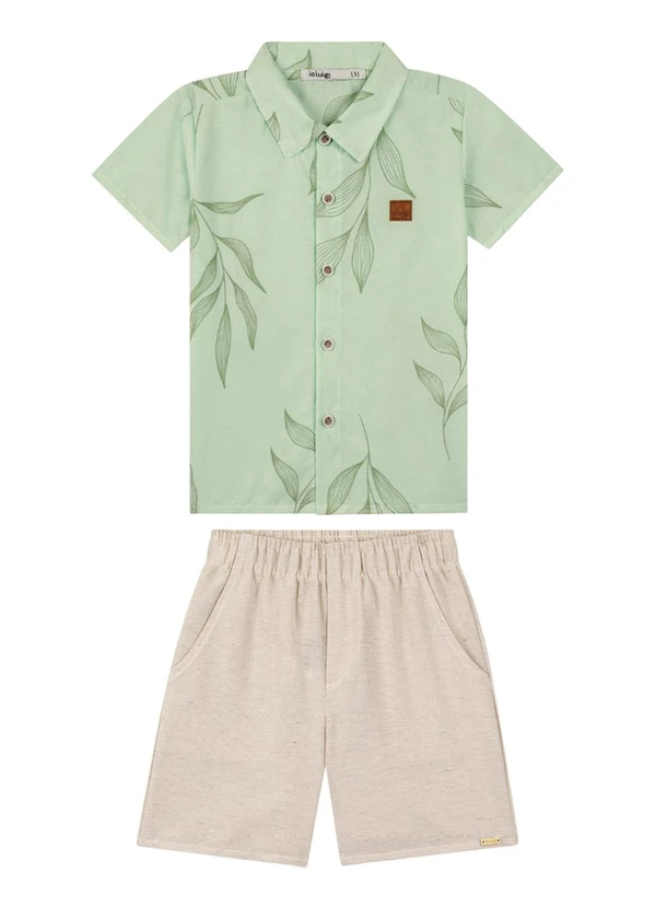 Ioluig - Conjunto Camisa e Bermuda Listras Natureza Verde 2