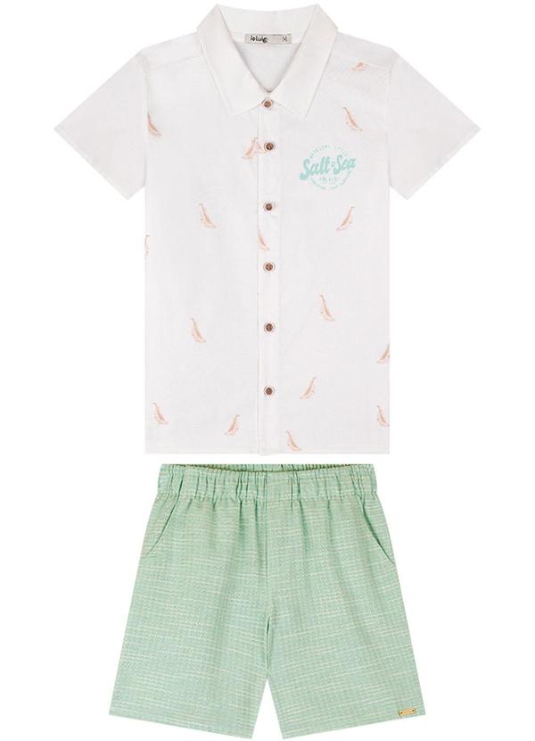 Ioluig - Conjunto Camisa e Bermuda Maquinetada Bege 2