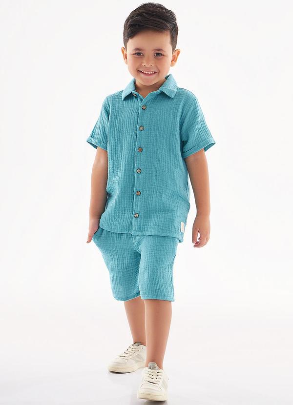 Up Baby - Conjunto Camisa e Bermuda Menino Azul