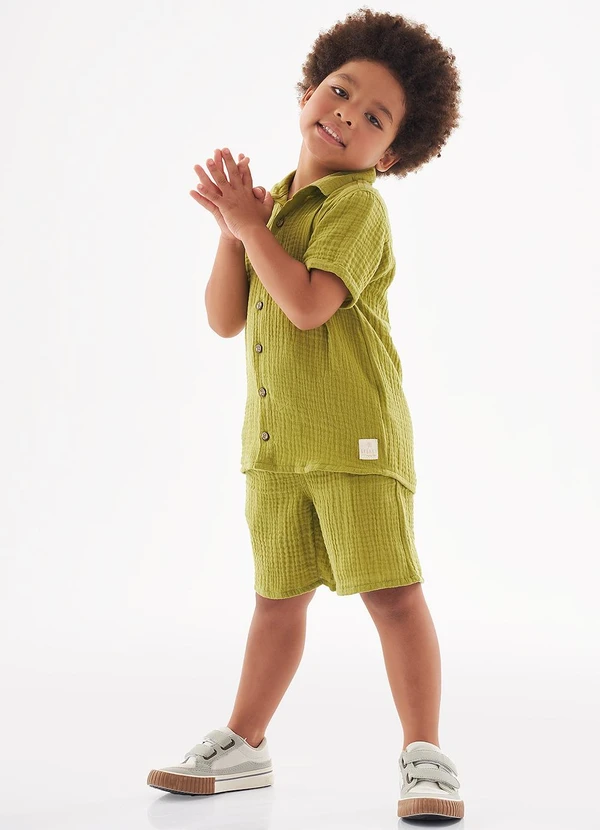 Up Baby - Conjunto Camisa e Bermuda Menino Verde