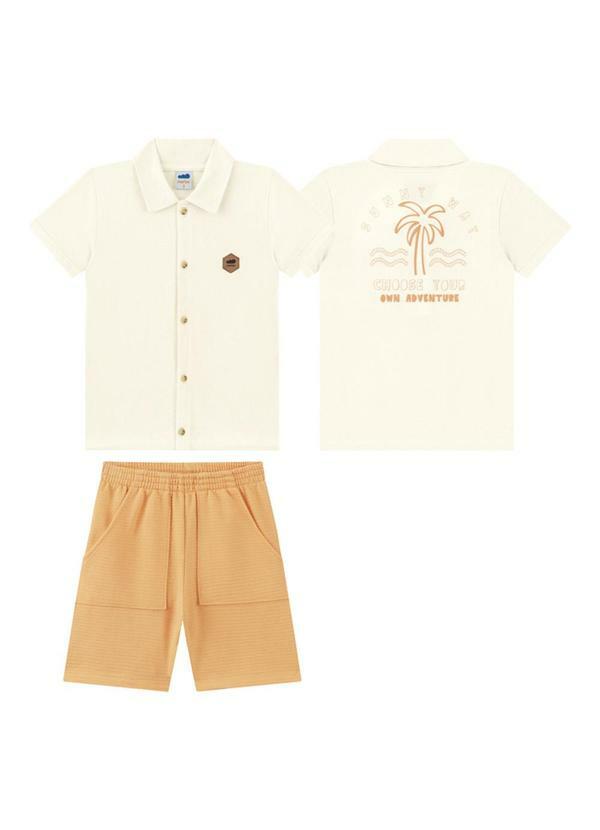 Marlan - Conjunto Camisa e Bermuda Moletinho Bege