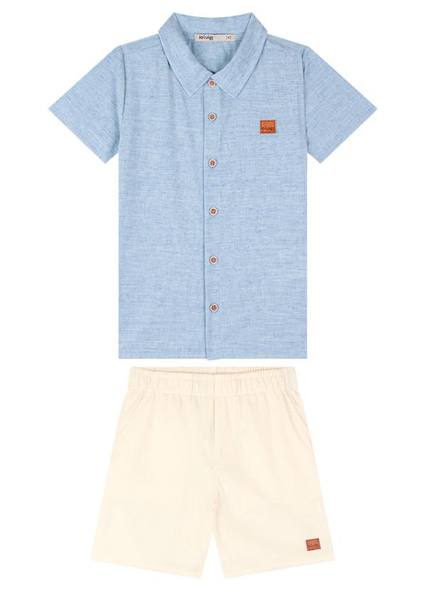 Ioluig - Conjunto Camisa e Bermuda Sarja Elastano Azul