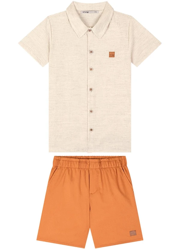 Ioluig - Conjunto Camisa e Bermuda Sarja Elastano Bege 2