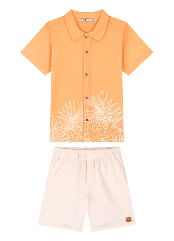 Ioluig - Conjunto Camisa e Bermuda Sarja Laranja