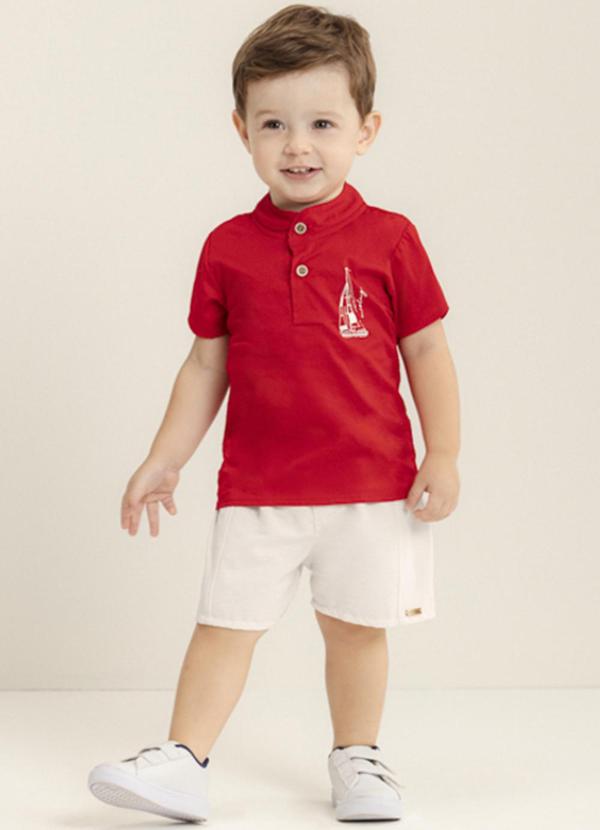 Ioluig - Conjunto Camisa e Bermuda Sarja Vermelho