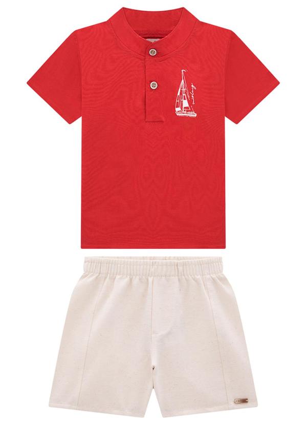 Ioluig - Conjunto Camisa e Bermuda Sarja Vermelho 2
