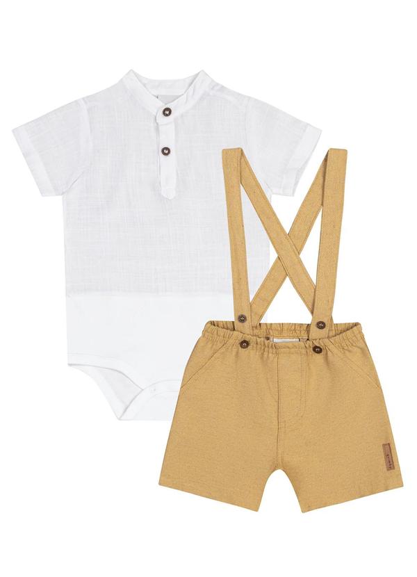 Quimby - Conjunto Camisa e Short para Bebê Branco