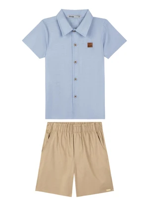 Ioluig - Conjunto Camisa em Tricoline e Bermuda Azul - IOLUIG