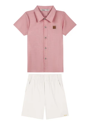 Ioluig - Conjunto Camisa em Tricoline e Bermuda Vermelho - IOLUIG