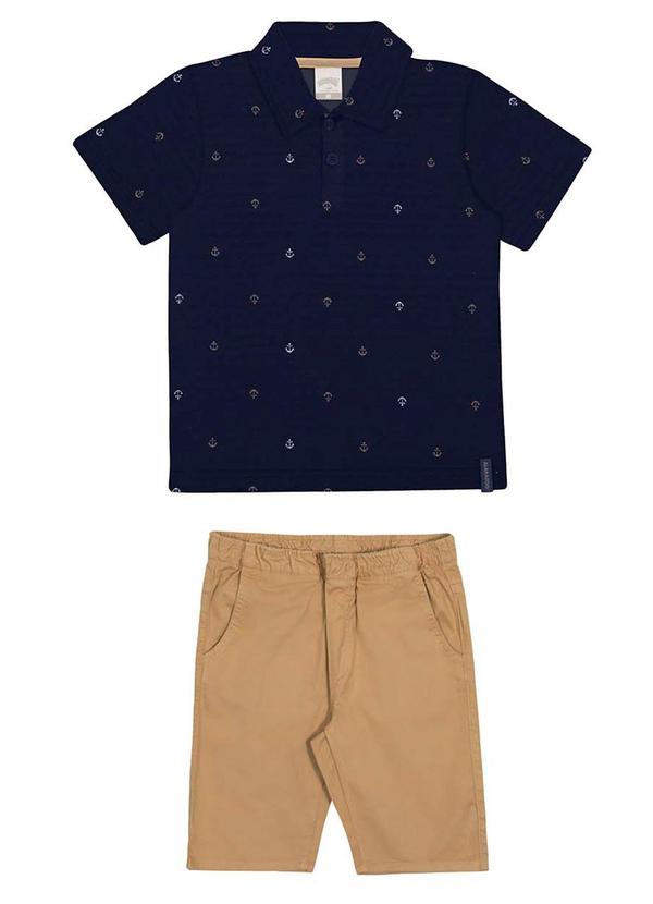 Alakazoo - Conjunto Camisa Gola Polo e Bermuda SarjaAzul
