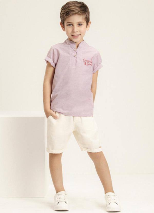 Ioluig - Conjunto Camisa Listrada e Bermuda Vermelho