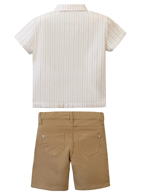 Carinhoso - Conjunto Camisa Listrada Menino Off White 5