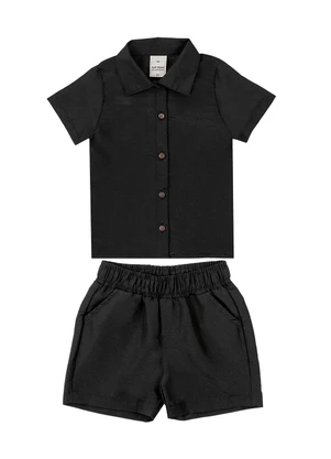 Soft Bonni - Conjunto Camisa Manga Curta e Bermuda  Preto - SOFT BONNI