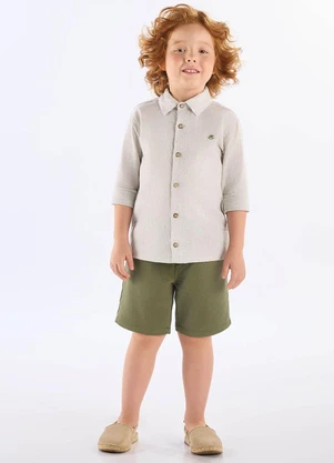 Up Baby - Conjunto Camisa Manga Longa Bermuda Verde - UP BABY