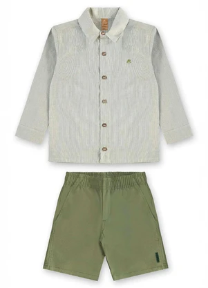 Up Baby - Conjunto Camisa Manga Longa Bermuda Verde - UP BABY