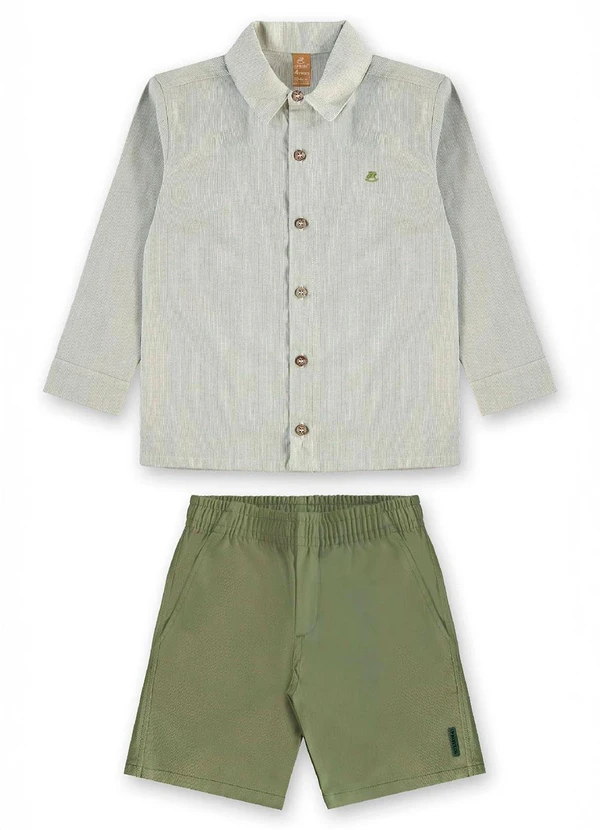 Up Baby - Conjunto Camisa Manga Longa Bermuda Verde 2