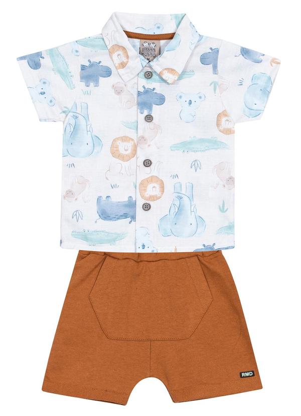 Randa Mundu - Conjunto Camisa Meia Malha / Bermuda Branco