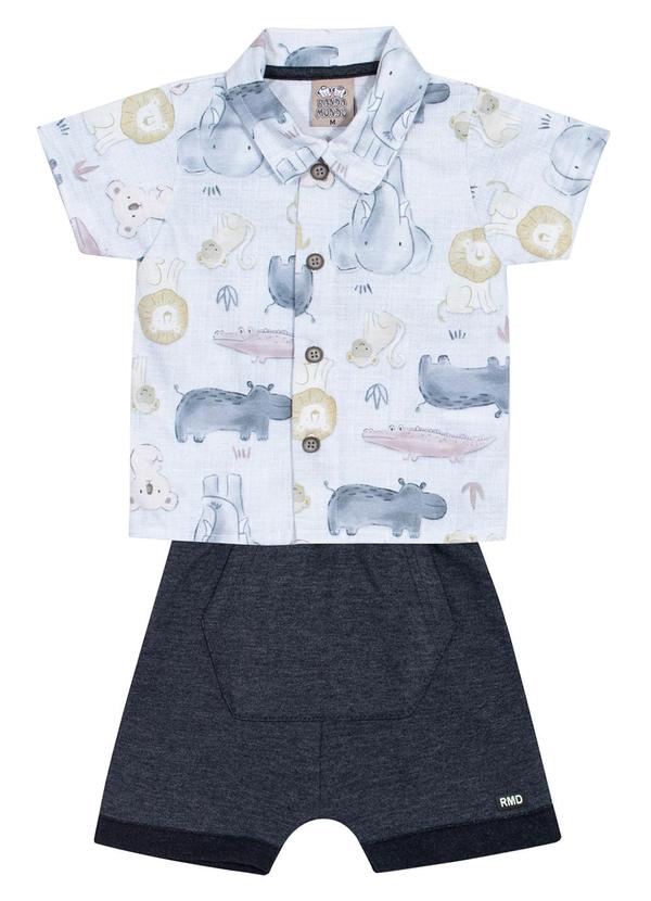 Randa Mundu - Conjunto Camisa Meia Malha / Bermuda Cinza