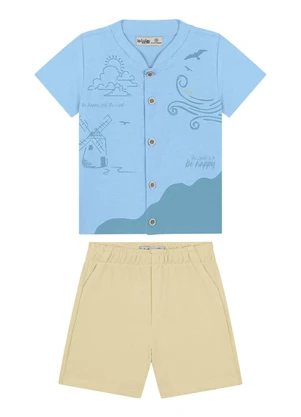 Ioluig - Conjunto Camisa Plano Cielo e Bermuda Azul - IOLUIG