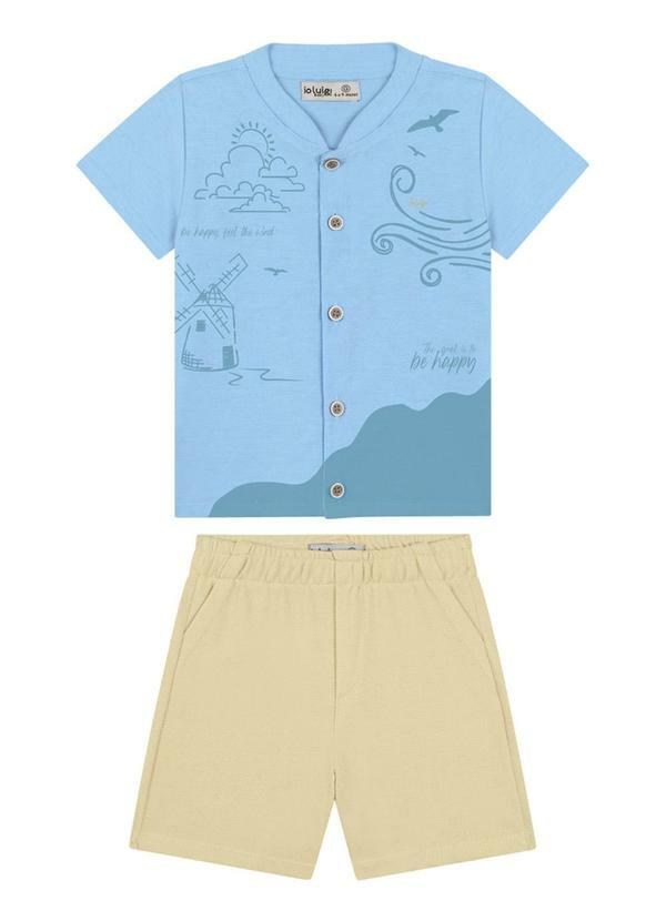 Ioluig - Conjunto Camisa Plano Cielo e Bermuda Azul
