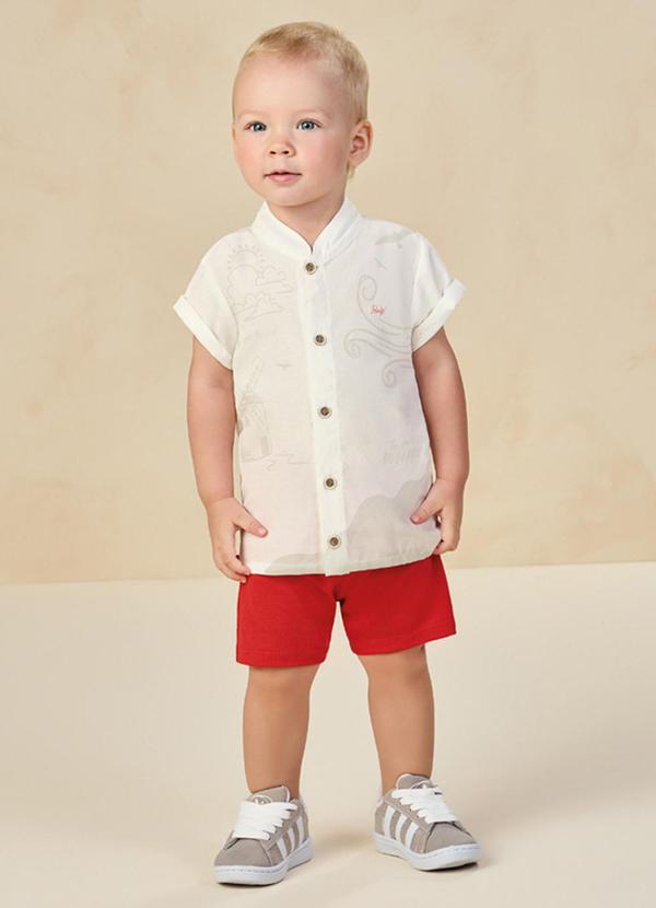 Ioluig - Conjunto Camisa Plano Cielo e Bermuda Bege 1