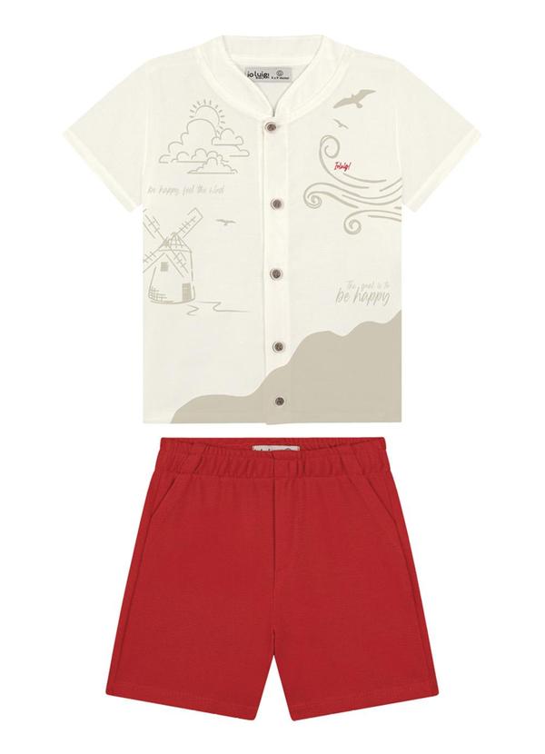 Ioluig - Conjunto Camisa Plano Cielo e Bermuda Bege 3