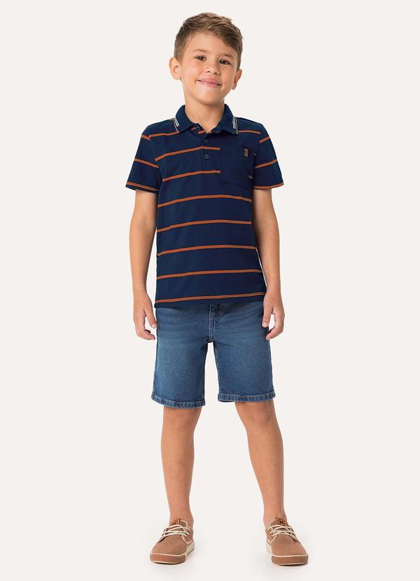 Carinhoso - Conjunto Camisa Polo & Bermuda Jeans Azul Marinho