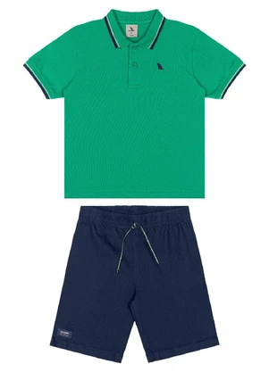 Quimby - Conjunto Camisa Polo Bermuda Verde - QUIMBY