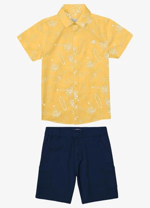 Trick Nick - Conjunto Camisa Polo com Bermuda Amarelo - TRICK NICK