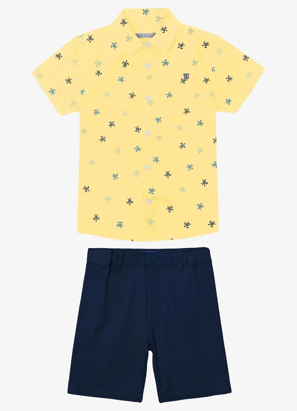 Trick Nick - Conjunto Camisa Polo com Bermuda Amarelo