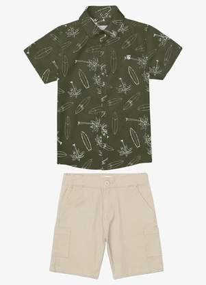 Trick Nick - Conjunto Camisa Polo com Bermuda Verde - TRICK NICK