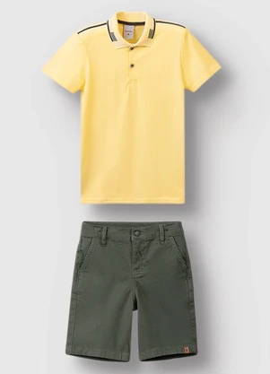 Carinhoso - Conjunto Camisa Polo com Sarja Amarelo - CARINHOSO