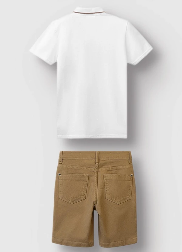 Carinhoso - Conjunto Camisa Polo com Sarja Branco 2