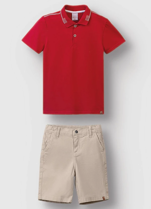 Carinhoso - Conjunto Camisa Polo com Sarja Vermelho 2