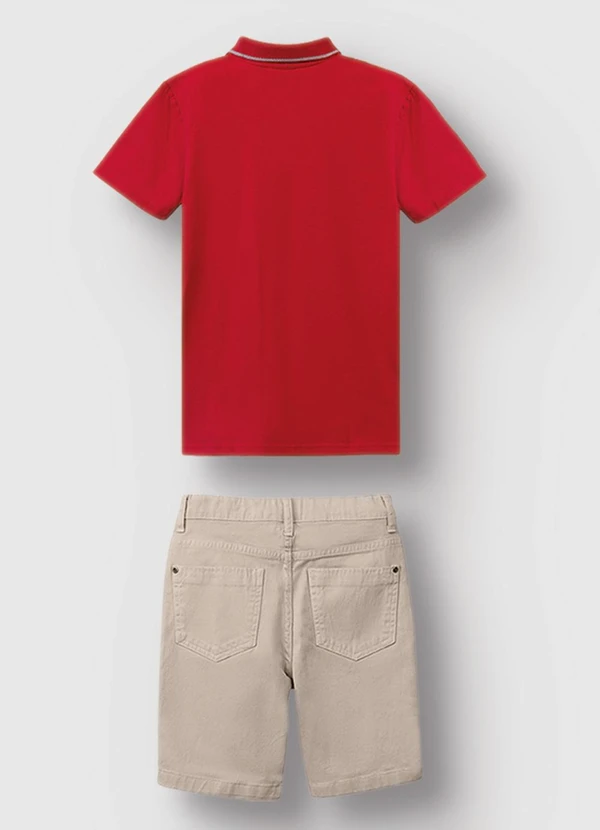 Carinhoso - Conjunto Camisa Polo com Sarja Vermelho 3