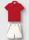 Carinhoso - Conjunto Camisa Polo com Suspensório Branco - variação: Vermelho