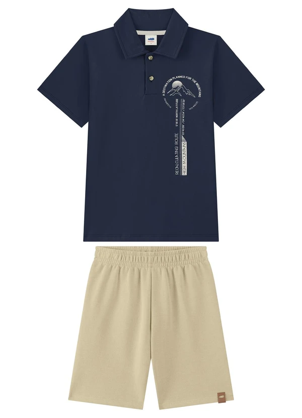 Marlan - Conjunto Camisa Polo e Bermuda Azul