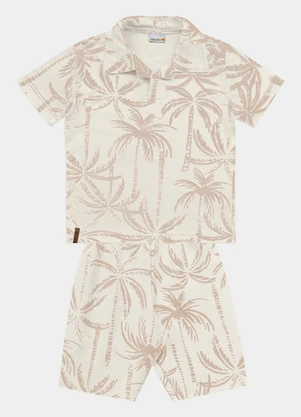 Fakini Kids - Conjunto Camisa Polo e Bermuda Bege - FAKINI KIDS