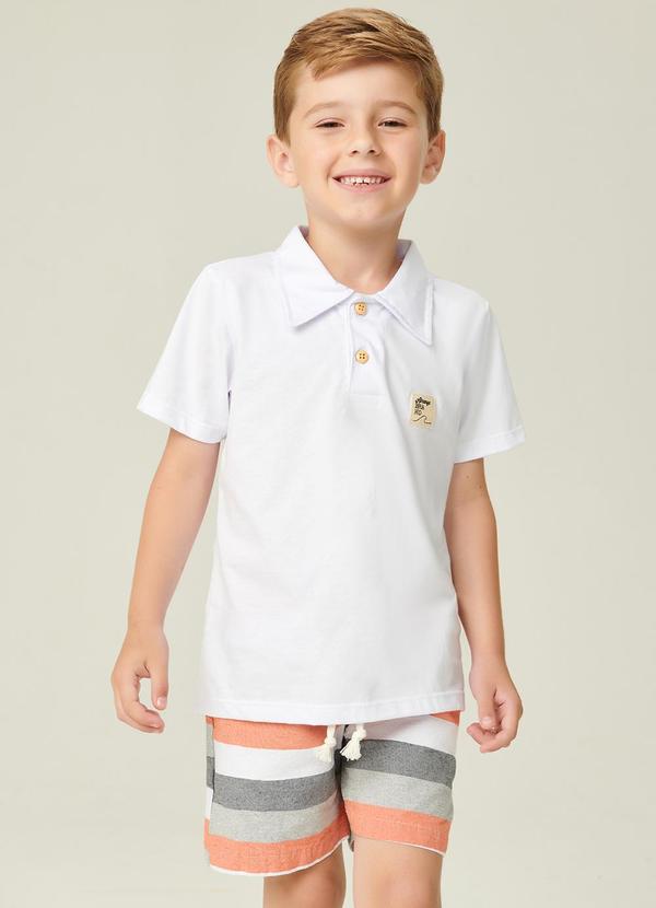 Abrange - Conjunto Camisa Polo e Bermuda Branco Multicores