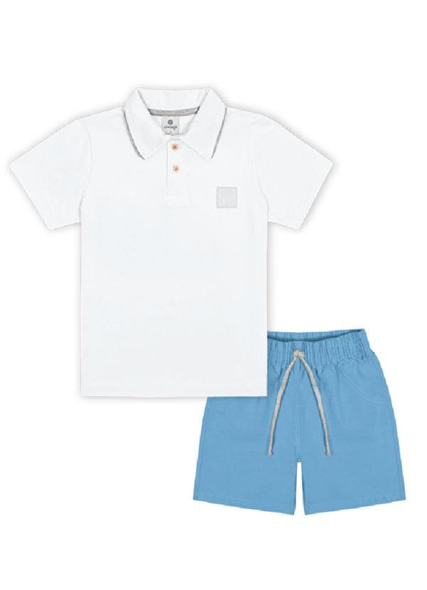 Abrange - Conjunto Camisa Polo e Bermuda Branco Multicores