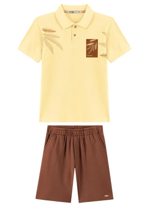 Ioluig - Conjunto Camisa Polo e Bermuda com Bolso Amarelo - IOLUIG