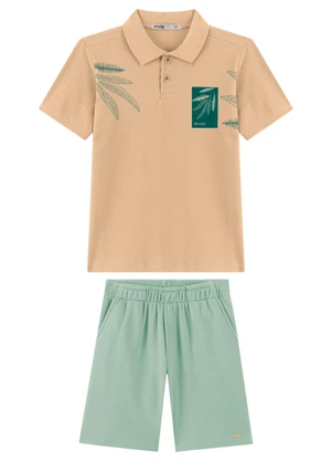 Ioluig - Conjunto Camisa Polo e Bermuda com Bolso Bege - IOLUIG