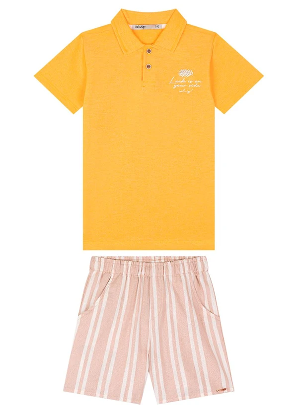 Ioluig - Conjunto Camisa Polo e Bermuda em Sarja Amarelo