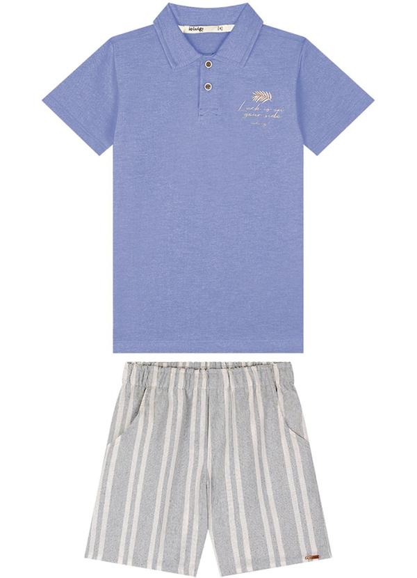 Ioluig - Conjunto Camisa Polo e Bermuda em Sarja Azul 2