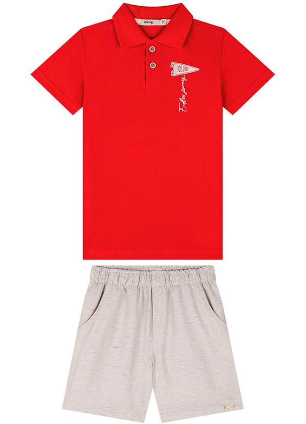 Ioluig - Conjunto Camisa Polo e Bermuda Linho Vermelho