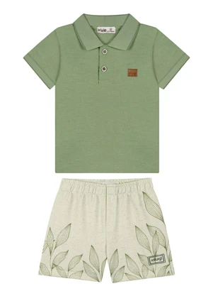 Ioluig - Conjunto Camisa Polo e Bermuda Moletinho Verde - IOLUIG
