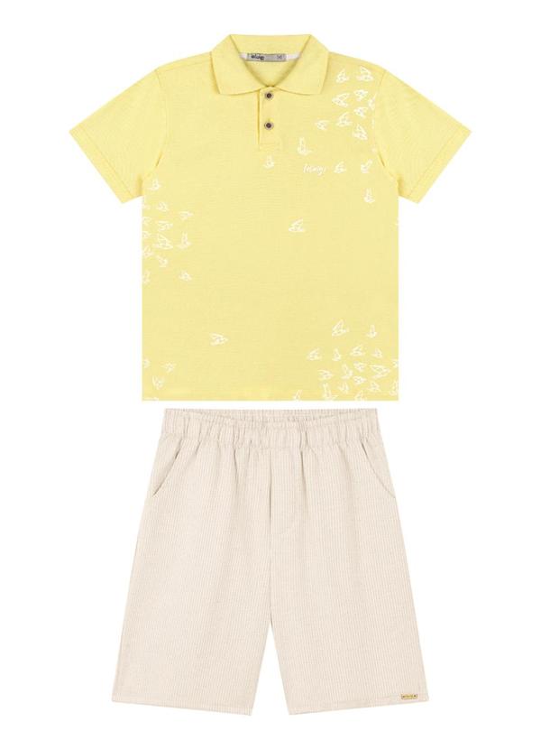 Ioluig - Conjunto Camisa Polo e Bermuda Sarja Amarelo 2