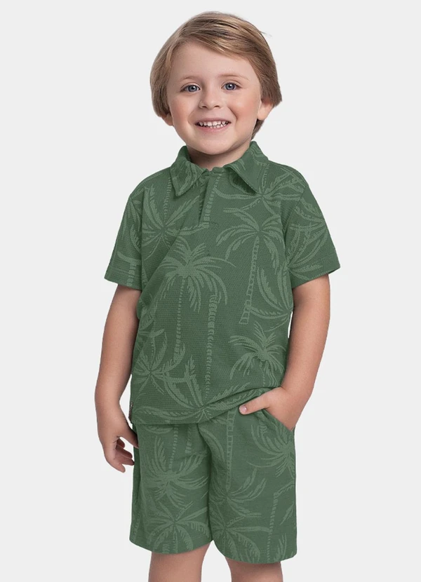 Fakini Kids - Conjunto Camisa Polo e Bermuda Verde 2